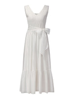 Tencel Blend Reversible Women Sleeveless Maxi Dress With Bowknot Ribbon GOELIA