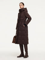 Quilted Hooded Goose Down Wrap Overcoat GOELIA