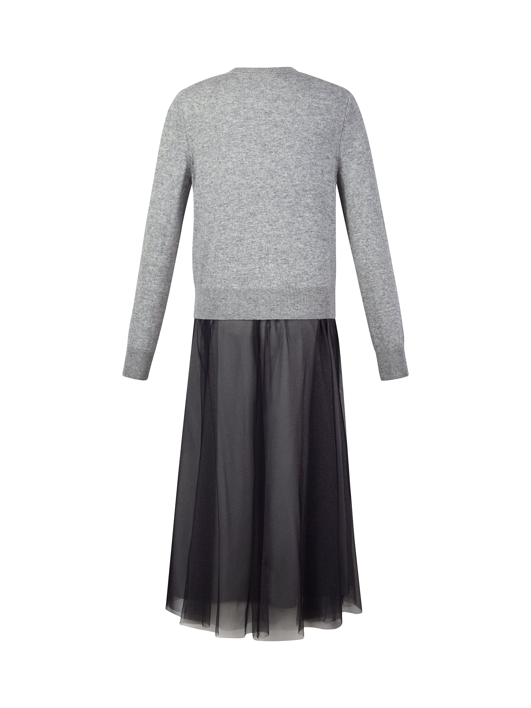 [Preview] Wool Blend Bow Cardigan And Sequins Mesh Skirt Two-Piece Set GOELIA