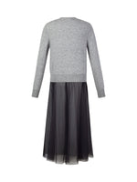 [Preview] Wool Blend Bow Cardigan And Sequins Mesh Skirt Two-Piece Set GOELIA
