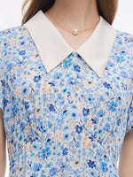 19MM Mulberry Silk Floral Print Women Midi Dress GOELIA