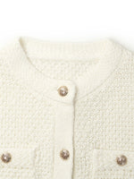 Openwork Round Neck Knitted Women Cardigan GOELIA