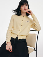 100% Merino Wool Contrasting Buttons Women Cardigan GOELIA