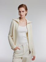 [Preview] Wool Yak Blend Cable Knit Women Two-Way Zip Cardigan GOELIA