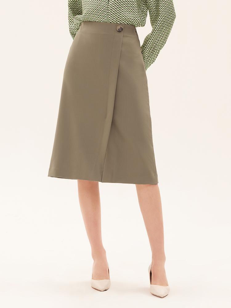 Worsted Wool A-Line Skirt GOELIA