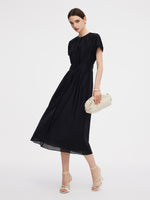 Tencel Blend Round Neck Women Maxi Dress GOELIA