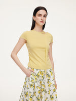 Triacetate Lyocell Blend Women Ribbon Knit Top GOELIA