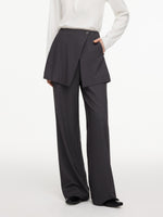 Tailored Straight-Leg Women Pants With Detachable Wrap Skirt GOELIA