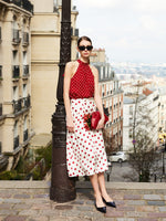 16 Momme Mulberry Silk Polka Dots Printed Women Half Skirt GOELIA