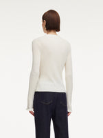 Tencel Wool Blend Mock Neck Women Knit Top GOELIA