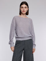 [Preview] Wool Blend Sequins Boat Neck Women Sweater GOELIA