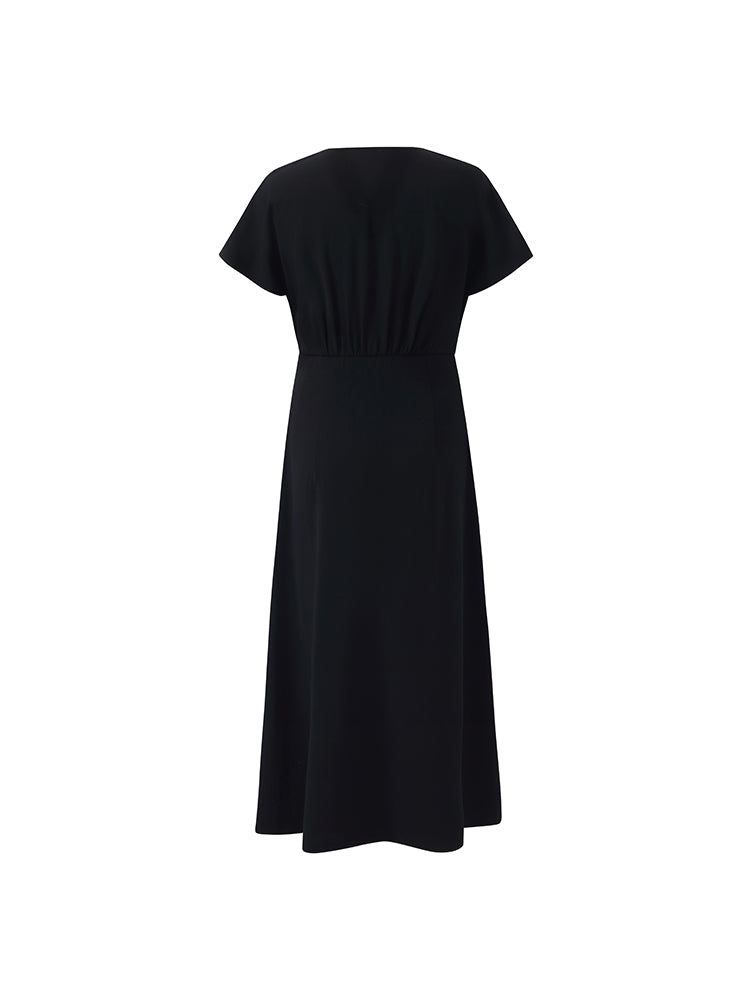 Triacetate Blend V-Neck Women Sleeveless Maxi Dress