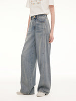 100% Cotton Denim Women Curved-Leg Jeans GOELIA
