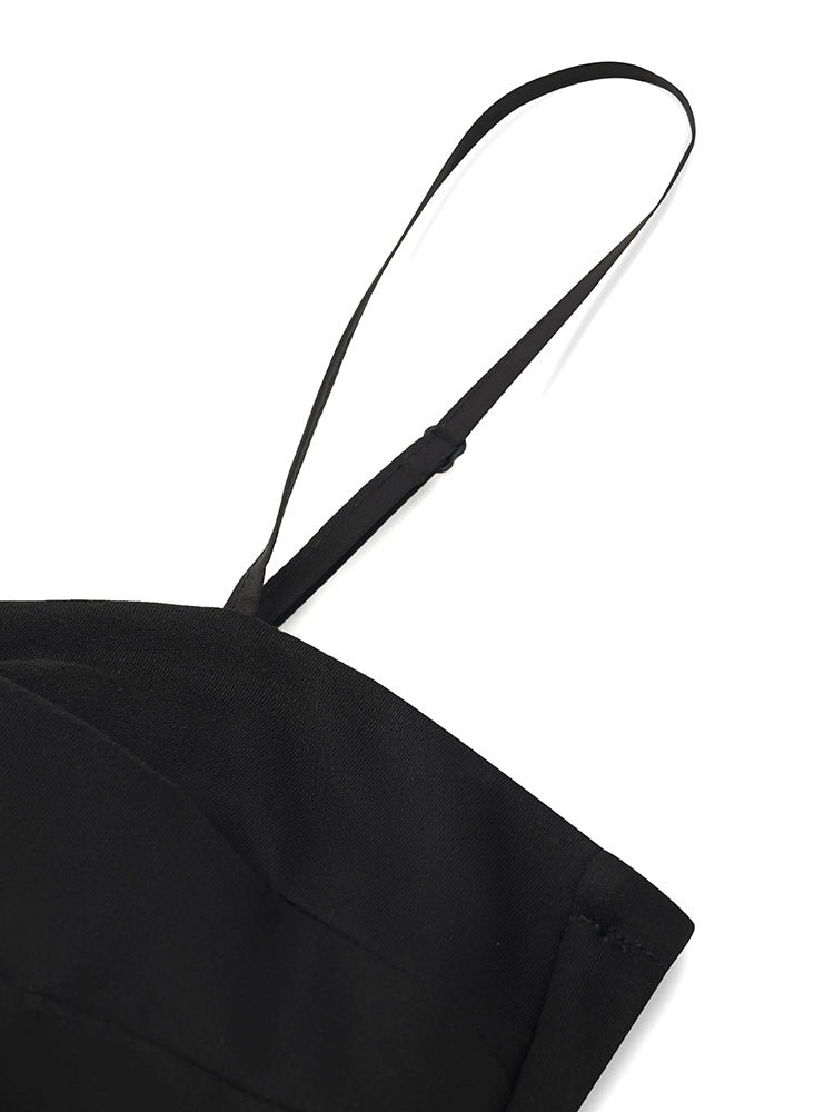 Asymmetrical Slim Spaghetti Strap Dress With Detachable Bra Pads GOELIA