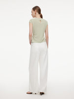 Tencel Blend Side Twist Women Cap Sleeve Knit Top GOELIA