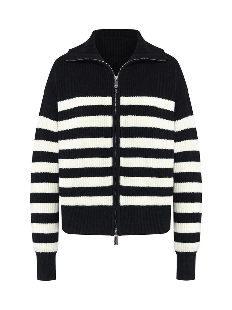 Woolen Knitted Stripe Cardigan GOELIA