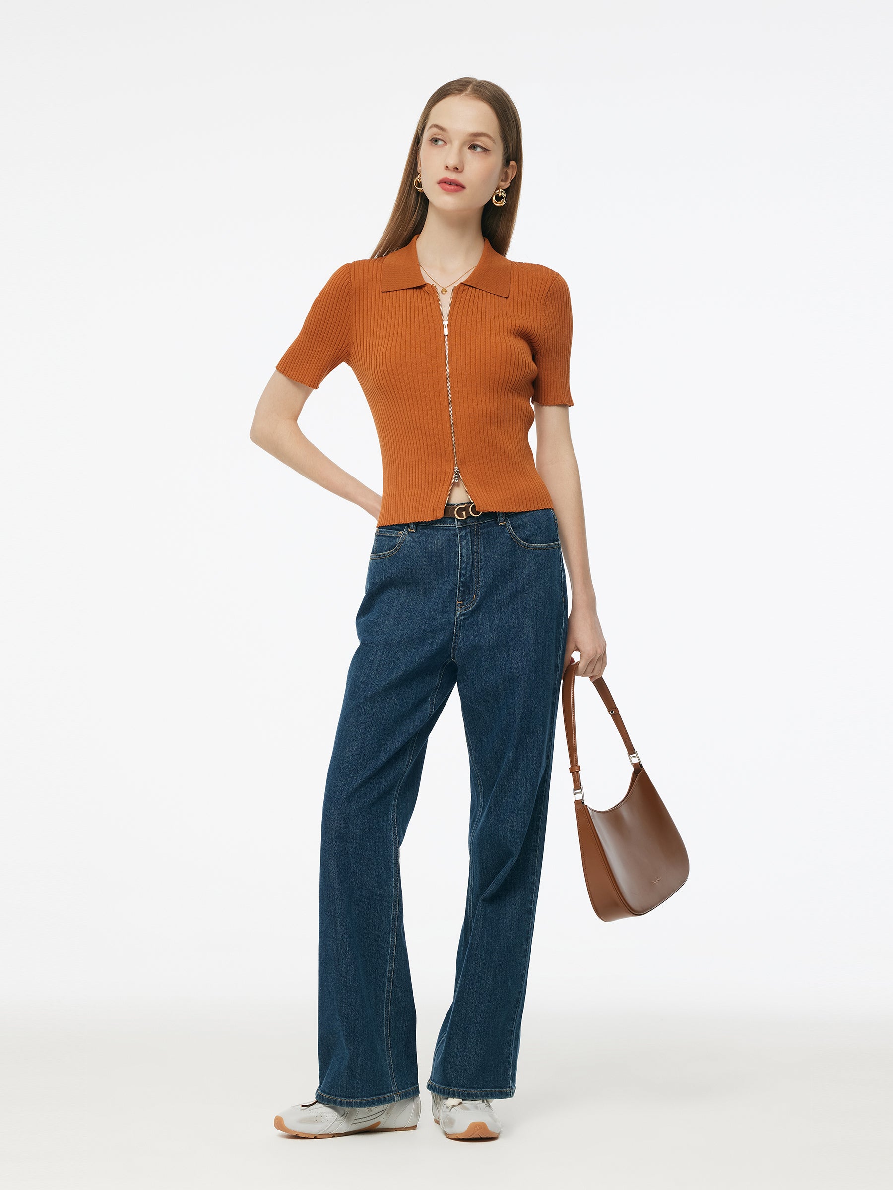 Tencel Blend Zip-Up Women Slim Fit Cardigan GOELIA