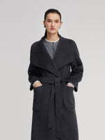 100% Wool Windproof Convertible Collar Women Wrap Overcoat GOELIA