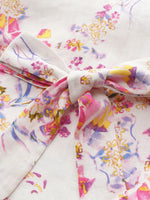100% Linen Rose Print Women Maxi Dress With Belt GOELIA