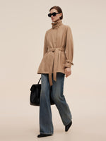 100% Worsted Wool Women Trench Coat GOELIA