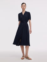 22MM Mulberry Silk Women Midi Dress With Belt GOELIA