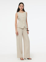 100% Linen Vest And Pants Two-Piece Set GOELIA