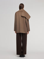 Cashmere Wool Blend Double-Faced Scarf Collar Women Coat GOELIA