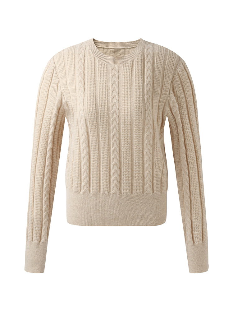 Cashmere Cable Knit Women Sweater GOELIA