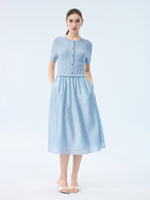 Lyocell Blend Patchwork Women Midi Dress GOELIA