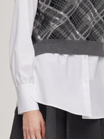 Plaid Knit Vest And Shirt Two-Piece Set GOELIA
