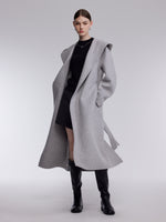 [Preview] Double-Faced Wool Yak Silk Blend Women Hooded Wrap Overcoat GOELIA