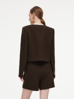 Cashmere Washable Wool Blend Women Cropped Jacket GOELIA