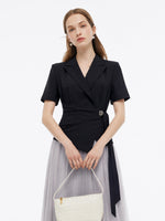 Mock-Layered Adjustable Waist Women Wrap Maxi Dress GOELIA