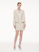 Wool Blend Tweed Fringe Hem Women Mini Skirt GOELIA