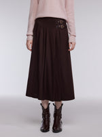 Dual-Buckle A-Line Women Pleated Skirt GOELIA
