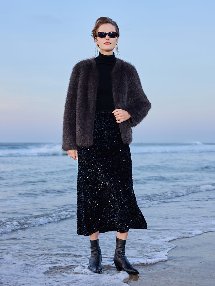 Velvet Sequins Women Mermaid Skirt GOELIA