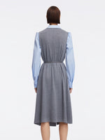 [Preview] Sleeveless Knit Dress And Shirt Two-Piece Set With Belt GOELIA
