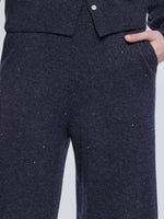 100% Merino Wool Rhinestone Women Knit Pants GOELIA