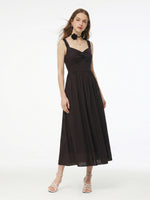 Pre-Order Cotton Sleeveless Women Maxi Dress With Detachable Chest Pads And Floral Choker GOELIA