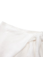 Lyocell Acetate Linen Blend Tie Front Women Pants GOELIA