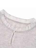 Jacquard Cut Out Neckline Women Ruffle Knit Tank Top GOELIA