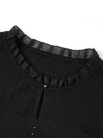 Jacquard Cut Out Neckline Women Ruffle Knit Tank Top GOELIA