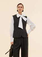 100% Washable Wool Women Button Down Vest GOELIA