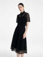 Lace Openwork Crop Jacket And Half Skirt And Knitted Camisole Three-Piece Set GOELIA