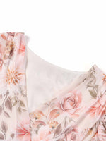 10MM Mulberry Silk Floral Print Women V-Neck Maxi Dress GOELIA