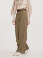 Cashmere Wool Blend Women Wide Leg Pants GOELIA