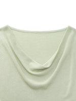 Tencel Mulberry Silk Cowl Neck Women Cap Sleeve Knit Top GOELIA