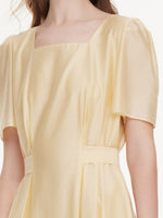 Pre-Order Tencel Blend Square Neck Women Gather-Waisted Maxi Dress GOELIA