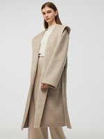 100% Wool Reversible Hooded Women Overcoat GOELIA