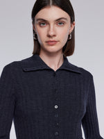 [Preview] 100% Wool Convertible Neck Women Cardigan GOELIA
